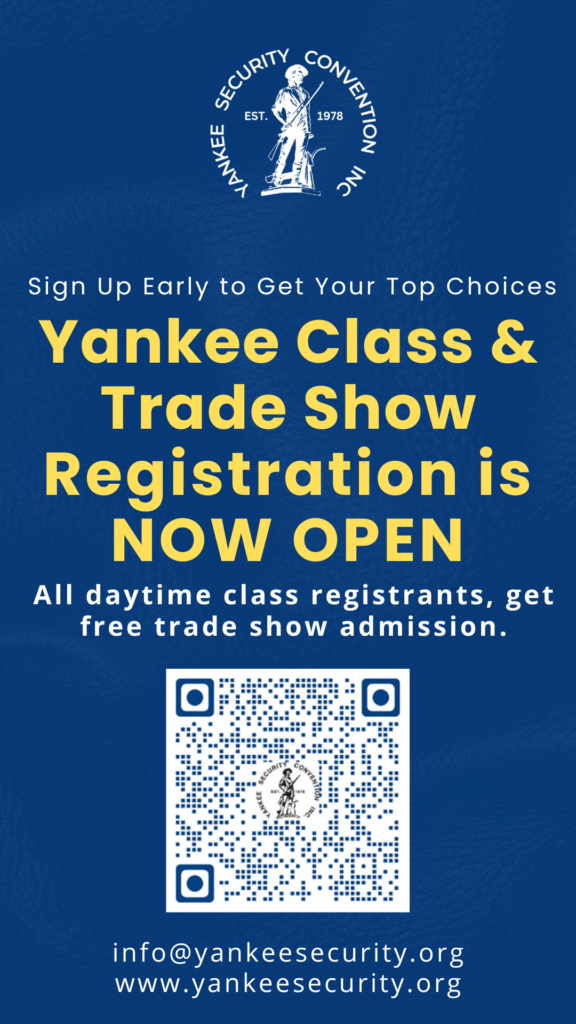 Register for the Yankee Security Convention Trade Show and Classes with this QR Code